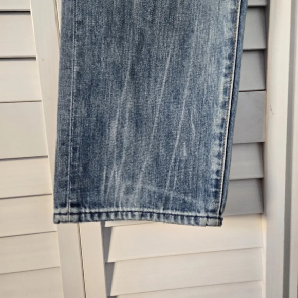 7 For All Mankind Blue Easy Straight Distressed Denim Jeans Size 28 - Picture 5 of 14
